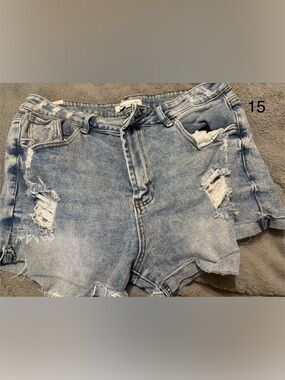 Almost Famous Light Blue Distressed Jean Shorts